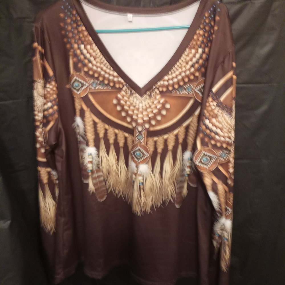 Made for Life Brown Graphic Long Sleeve Tunic